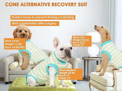 Recovery Suit for Dogs,Dog Cone Alternative Zipper Surgery Suit Female Spay,Soft Dog Surgery Suit for Anti Licking,Breathable Surgical Suit for Dogs Female Spay
