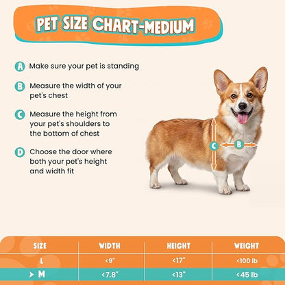 Plastic Dog Door 3 Flap, Plastic Dog Door for Wall, Medium Doggy Door, Dogie Door for Interior & Exterior Walls, Magnetic Flaps, Insulation Flap, Closing Panel, Pet Door for Pets Up to 45LB