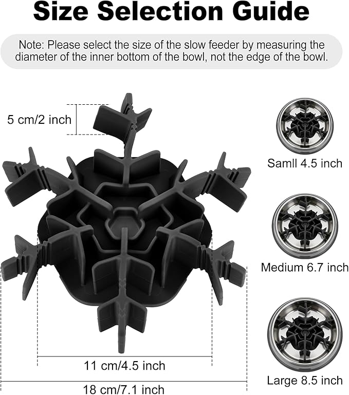 Slow Feeder Insert for Dog Bowl, Mabnuby 100% Food-Grade Silicone Slow Feeder Insert Fits Large Medium Small Size Dogs, Compatible with Regular & Elevated Bowls, Helps Prevent Digestive Issues, Black