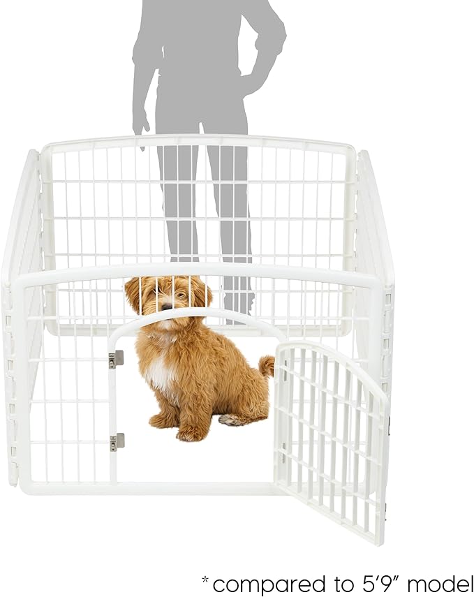 IRIS USA Dog Playpen, 4-Panel 24" Pet Playpen, Puppy Playpen, Indoor/Outdoor Dog Pen, 35 x 35 x 24, Foldable, Customizable, Dark Gray