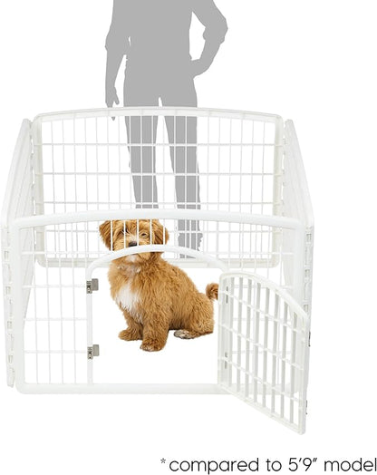 IRIS USA Dog Playpen, 4-Panel 24" Pet Playpen, Puppy Playpen, Indoor/Outdoor Dog Pen, 35 x 35 x 24, Foldable, Customizable, Dark Gray