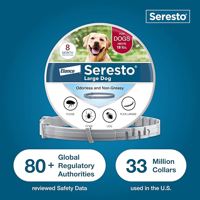 Seresto Large Dog Vet-Recommended Flea & Tick Treatment & Prevention Collar for Dogs Over 18 lbs. | 2-Pack