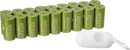 Amazon Basics Premium Leak Proof Dog Poop Bags with Dispenser and Leash Clip, Brazilian Mango Scented, 13" x 9", 270 Count (18 Rolls of 15), Easy-Tear