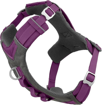 Kurgo Journey Air Dog Harness - Secure Fit for Active Dogs - Padded Chest - Lightweight Ripstop Fabric - Breathable Mesh - Reflective Trim - Back Assist Handle - Purple - Small