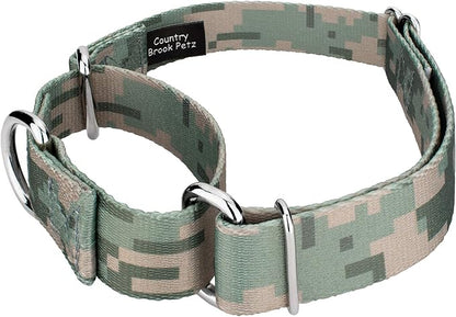 Country Brook Petz - Digital Camo Martingale Dog Collar and Leash Limited Edition - Camouflage Collection Featuring Rugged Designs (1/2 Inch, 2XS)