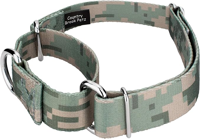 Country Brook Petz - Digital Camo Martingale Dog Collar and Leash Limited Edition - Camouflage Collection Featuring Rugged Designs (5/8 Inch, Small)