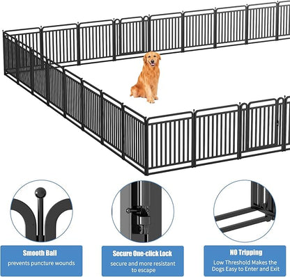 New Thickened Version Dog Playpen, 32 Inch Dog Fences for The Yard, Portable Outdoor Dog Playpen for Large/Medium/Small Dogs, Foldable Metal Dog playpen, with Doors (8 Panels, 32 Inch)