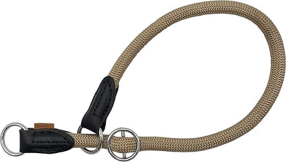 Braided Round Martingale Dog Collar, Training Collar with Slidable Stop Ring - Ideal for Large Dogs (L(1/2") - 22" Long, Khaki)