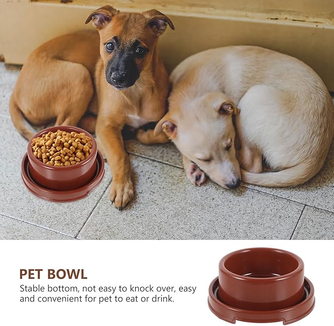 Milisten Pet Food Holder and Dog Bowl Pp Plastic Round Feeding Dish Brown for Puppy Feeding Station and Pet Supply