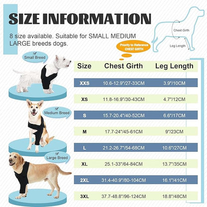 ROZKITCH Dog Leg Sleeve to Stop Licking Right Left Leg, Pet Prevent Licking Wound Elbow Knee Protector, Dog Recovery Suit Cone Collar Alternative for Sprain ACL CCL Arthritis Joint Care Black XS