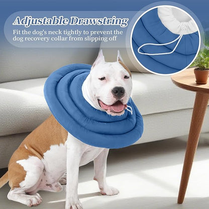 IDOMIK Dog Recovery Collar, Waterproof Soft Dog Cone After Surgery, Comfy Protective Elizabethan Collar Alternative for Dogs Cats, Adjustable Pet Neck Donut Cone Anti-Licking Biting Wounds,Navy,3XL