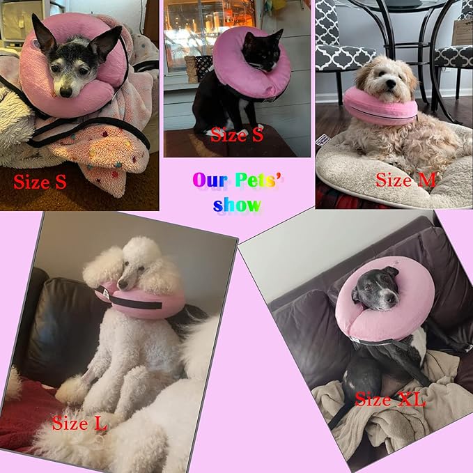 Katoggy Inflatable Dog Cone Collar for After Surgery, Doggie Neck Blow up Donut Recovery ECollar, Soft Adjustable Dog Cone for Small Medium Large Dogs and Cats