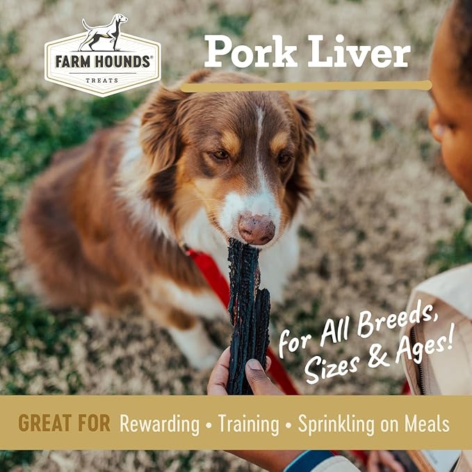 Farm Hounds - Pork Liver - Premium Natural Jerky for Dogs - Made from 100% Humanely Raised Pork - Organ Treats - Great for Training & Treats - No Added Fillers - Made in USA - 4 oz - 2 Pack