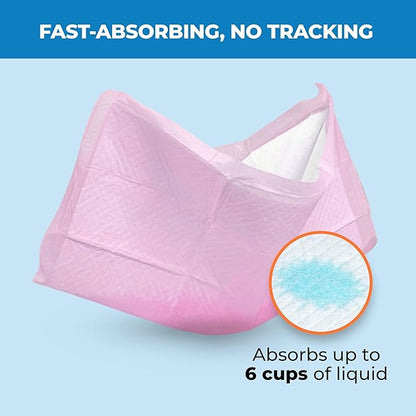 Best Pet Supplies Puppy Pads (22.5 x 22 Inches) - Disposable, Dog Training Potty, Super Absorbent Baby Pink Puppy Pee Pads for Dogs (300 Count)