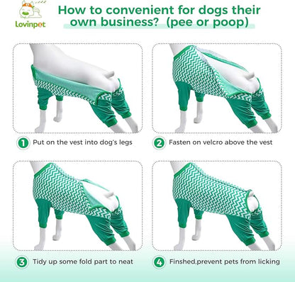 LovinPet Dog Recovery Suit for Large Medium Dogs - Wound Protective Surgical E-Collar Alternative Recovery Bodysuit for Abdominal Wounds After Surgery Dog Onesies Cut-Out Design of Abdomen,3XL