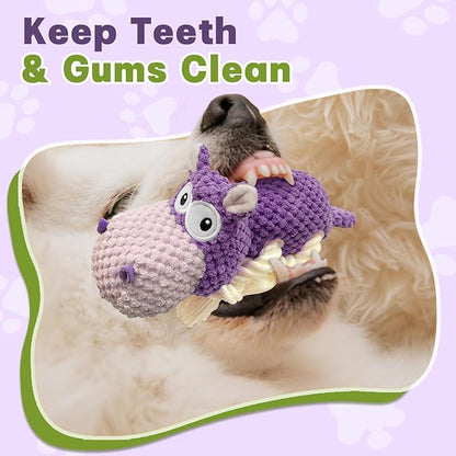 TOOPTATE Squeaky Dog Toy - Plush Interactive Chew Toy for Large, Medium and Small Dogs, Keeps Them Busy (Purple, Medium)