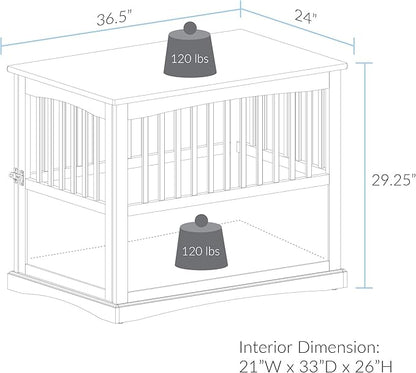 Casual Home Wooden Large Pet Crate, End Table, Espresso, 24 x 36.5 x 29.5 in