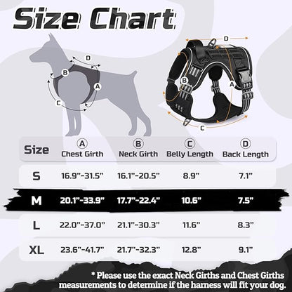 rabbitgoo Tactical Dog Harness Medium Sized Dog, No Pull Military Service Vest with Handle & Molle, Easy Control for Training Walking, Adjustable Reflective Straps, Black, M