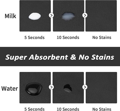 HotLive Dog Food Mat - Absorbent Cat Mat for Food and Water, No Stains Pet Feeding Bowl Mat, Easy to Clean Pet Placemats, Quick Dry Dog Water Dispenser Mat for Messy Drinkers | Black 16"x 24"