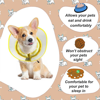 Inflatable Dog Cone Collar for Large Medium Small Dogs to Stop Licking, Soft Dog Cone Alternative Donut Collar After Surgery (Yellow, XL)