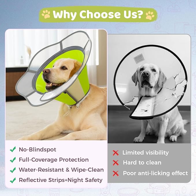Soft Dog Cone Collar After Surgery Recovery,Adjustable E-Collar with Removable Shield,Lightweight,Breathable Anti-Licking Protective Cone for Large,Medium,Small Pets (Neon Green, XXL(Neck:20''-25''))
