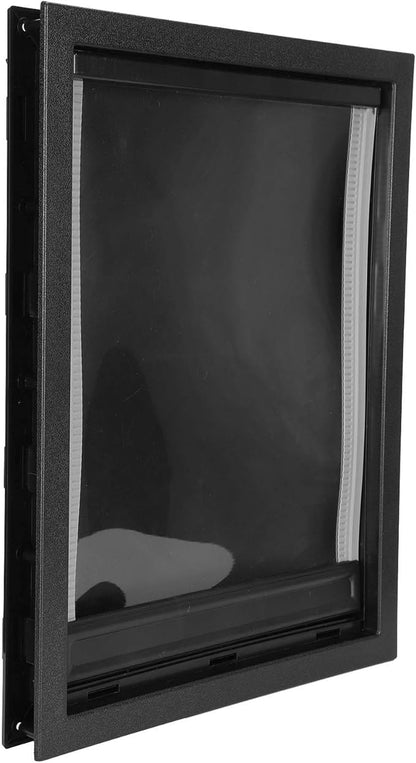 GLOGLOW Large Dog Door, Plastic with Removable Flap for Easy Installation, Weatherproof Pet Gate with Strong Magnetic Closure for Dogs and Cats, 19.7x15in for Home Use (Black)