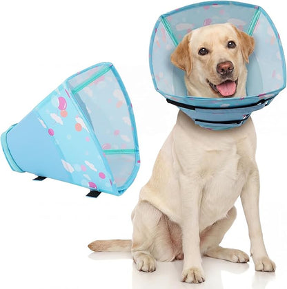 Allroaring Dog Cone, Soft Dog Cone Collar to Stop Licking, Adjustable Cones for Large Dogs, Comfy Pet Recovery Collars & Cones Alternative for After Surgery Wound Healing, Blue XL