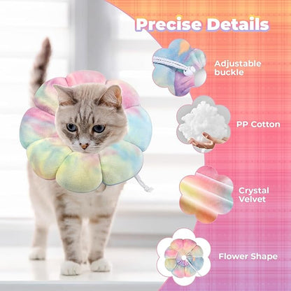 Adjustable Dog Cone Collar, Soft Dog Elizabethan Collar Recovery E Collar After Surgery, Recovery E-Collar for Kittens/Puppies and Cats Recovery (Pink Blue, M)