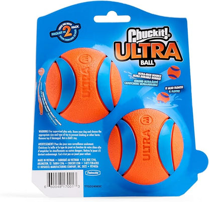 Chuckit! Ultra Ball Dog Toy - Medium Bouncy Fetch Balls for Dogs 20-60 lbs - Made from Durable Rubber - Floating Water Pet Toys - Size Medium - 2.5-inch Diameter -,2 Count (Pack of 6)