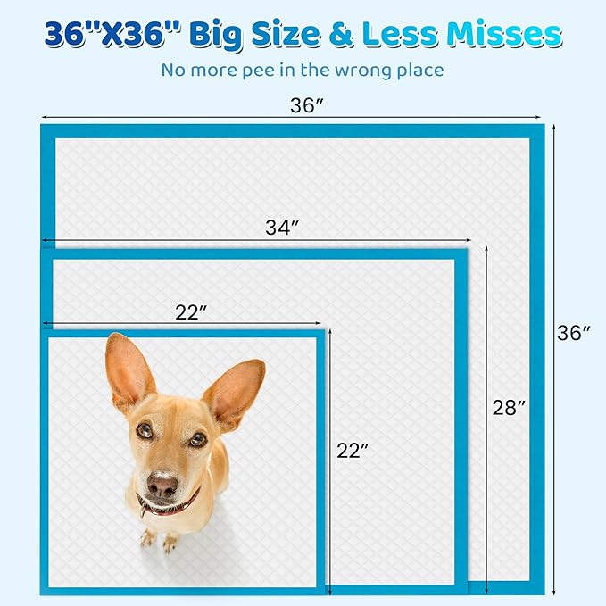 Upgrade Leak-Proof Pet Training and Puppy Pads, Jumbo Pee Pads for Dogs with Thicken Polymer Heavy Absorbency, Quick Dry Disposable Pee Pads for Cats Dogs