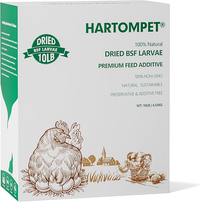Dried Black Soldier Fly Larvae for Chickens - Non-GMO Poultry Feed Supplement, 85X More Calcium Than Mealworms,High-Protein Treats for Laying Hens & Ducks & Hedgehogs 10LB