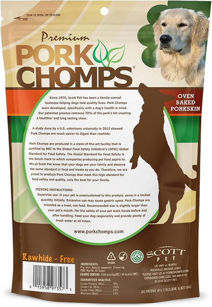 Pork Chomps Baked Pork Skin Dog Chews, 5 Inch Mini Twists, 30 Count - Pepperoni Flavor Wrap - Long-Lasting Treats for Dogs - High Protein, Rawhide-Free, Low Fat, Healthy & Delicious Chews