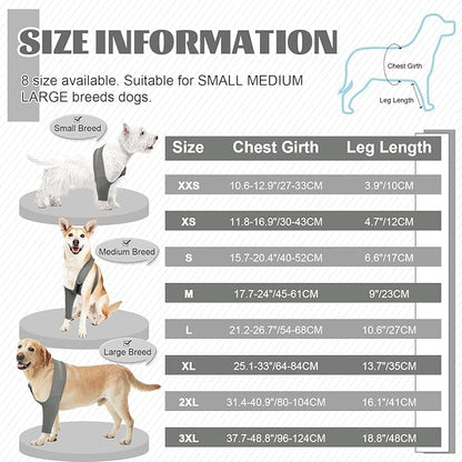 ROZKITCH Dog Wound Care for Front Right Left Leg, Pet Prevent Licking Wound Elbow Knee Protector, Dog Recovery Suit Cone Collar Alternative for Sprain ACL CCL Arthritis Joint Care Grey 2XL