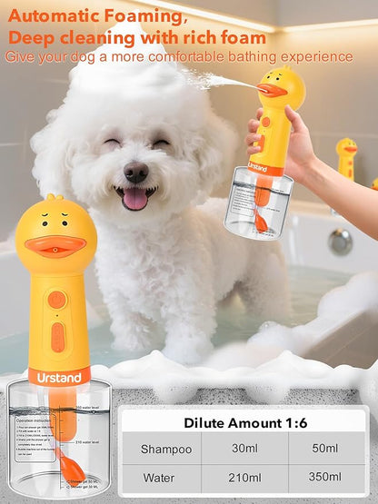 Dog Foaming Soap Dispenser, Automatic Electric Dog Shampoo Foamer Sprayer, Rechargeable Ducky Foaming Dog Shampoo Sprayer for Dog and Cat Bathing, Bathroom, Kitchen, Pet Cleaning