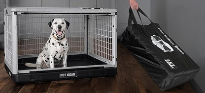 Pet Gear “The Other Door” 4 Door Steel Crate for Dogs/Cats with Removable Tray, Sea Salt, 42 Inch