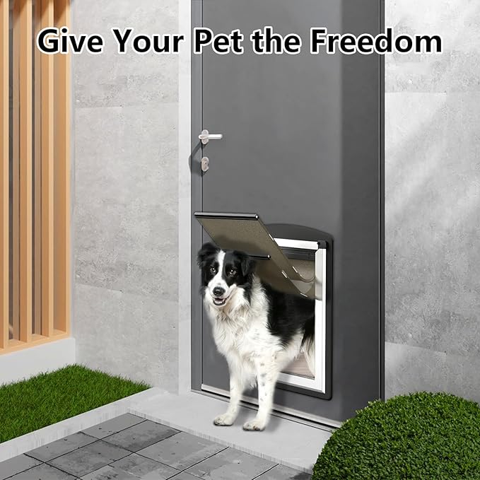 Doggie Door for Door. Doggy Door with Steel Frame and Double Flaps, Energy Efficient Pet Door(Pets Up to 40LB)-Medium.