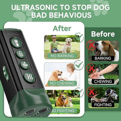 BOKKY 6-in-1 Anti Barking Device for Dogs with 3X Sonic Emitters Convertible Waterproof Dog Bark Deterrent of 4 Heads Up to 32FT Long - Safe for Dogs Training - Indoor & Outdoor