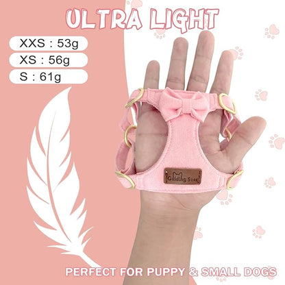 Guiding Star Dog Harness Small Sized Dog with Multifunction Leash, No Pull Puppy Dog Harness and Leash Set Training, Cute Soft Adjustable Dog Walking Harness Pet Vest Harness (Pink-XS)