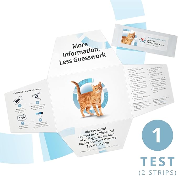 Petivity At-Home Kidney Health Test Kit for Cats — Quick Saliva Urea Test (2-Minute Home Check), Powered by Purina — Help Detect Early Kidney Changes - (Pack of 1)