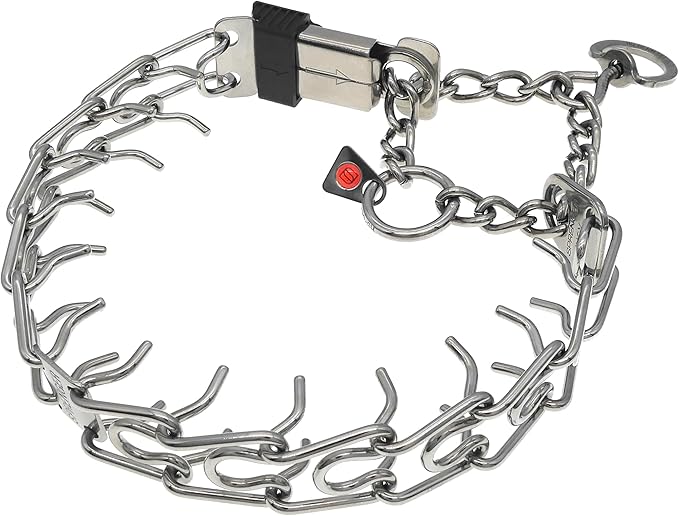 Herm Sprenger Stainless Steel Dog Collar with Short Links and Quick Release ClicLock Buckle Made in Germany (Stainless Steel, 20in x 3.0mm (Neck Size up to 16-17in))