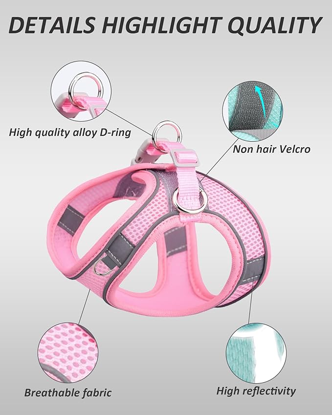 Solmoony Dog Harness for Small Medium Dogs No Pull, Puppy Harness and Leash Set, Puppy Harness, Step in Harness for Small Dogs,mesh Dog Harness. (Green, L)