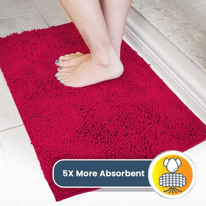 Muddy Mat® | Super Absorbent Door Mat Indoor, Microfiber Quick Dry Chenille Entryway Rug, Non-Slip Front Door Mat, Indoor Mats for Entryway, Machine Washable Pet Rug, Maroon 35"x60"