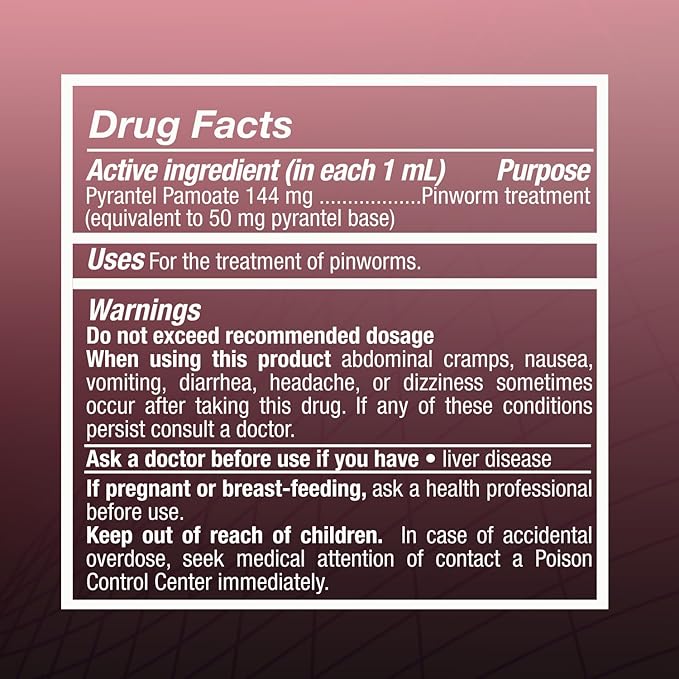 PARASITOL Pinworm Medicine for Family | Effective Deworming Formula with Pyrantel Pamoate, Quick Relief for All Ages, Easy Liquid Form, Safe & Gentle, Human Dewormer for All Parasites, 1 Fl Oz, 1-Pack