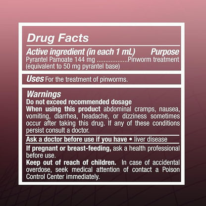 PARASITOL Pinworm Medicine for Family | Effective Deworming Formula with Pyrantel Pamoate, Quick Relief for All Ages, Easy Liquid Form, Safe & Gentle, Human Dewormer for All Parasites, 1 Fl Oz, 1-Pack