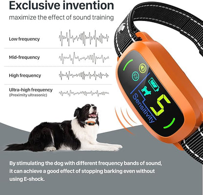 FAFAFROG Dog Bark Collar, Rechargeable Smart Collar, Anti Barking Training Collar with 5 Adjustable Sensitivity Beep Vibration, Bark Collar for Large Medium Small Dogs (Orange)