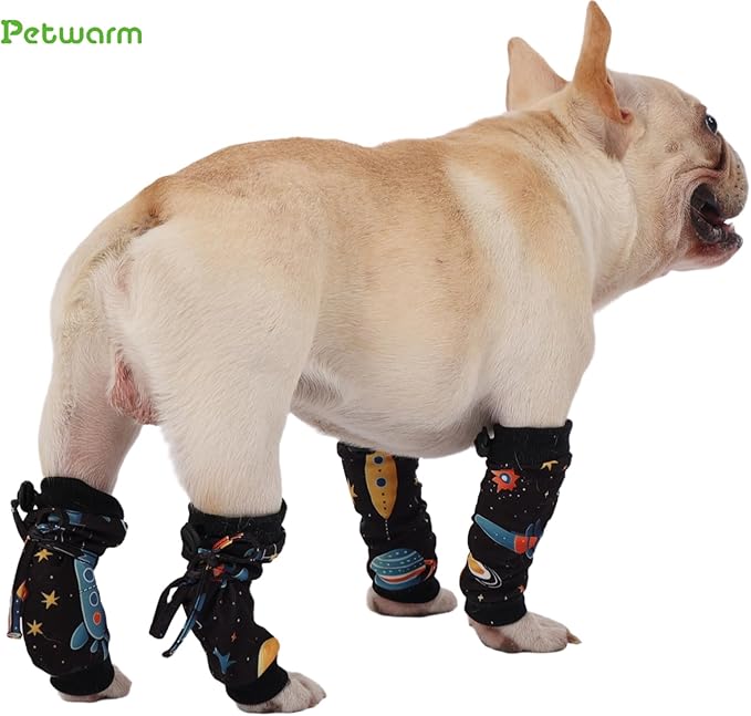 PetWarm Dog Recovery Sleeve 4pcs Set, Dog Leg Sleeve, Ideal for Comfort and Support During Pet Recovery, Suitable for Active or Support Recoverying Pet Use, Black Gold, S