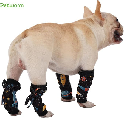 PetWarm Dog Recovery Sleeve 4pcs Set, Dog Leg Sleeve, Ideal for Comfort and Support During Pet Recovery, Suitable for Active or Support Recoverying Pet Use, Black Gold, S