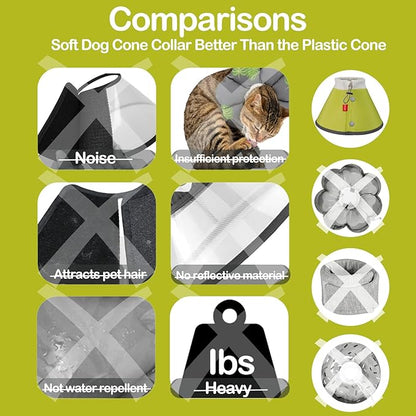 Dog Cone Collar Adjustable After Surgery, Comfortable Dogs Recovery Collar, Adjustable E Collar Alternative to Stop Licking, Protective Dog Neck Collar Plastic Practical