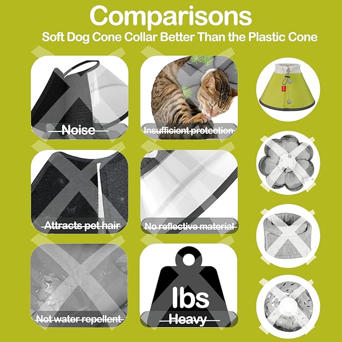 Dog Cone Collar for Dogs After Surgery, Soft Surgery Colla, Adjustable Dog Cone Collar for Pup&Kitty Pet Recovery, Pets Collar