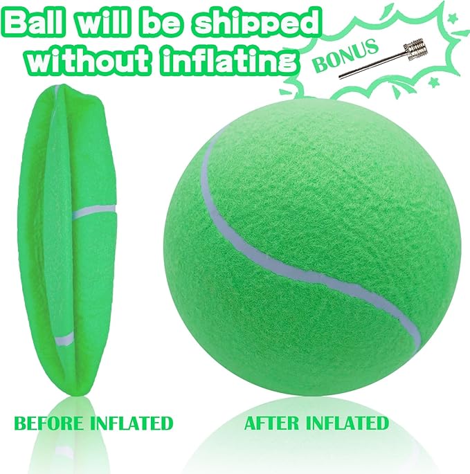 Banfeng Big Tennis Ball for Dogs, Giant Dog Tennis Ball Toy Large Outdoor Sports Gift for Small Medium Large Dog (Green, 9.5 inch)